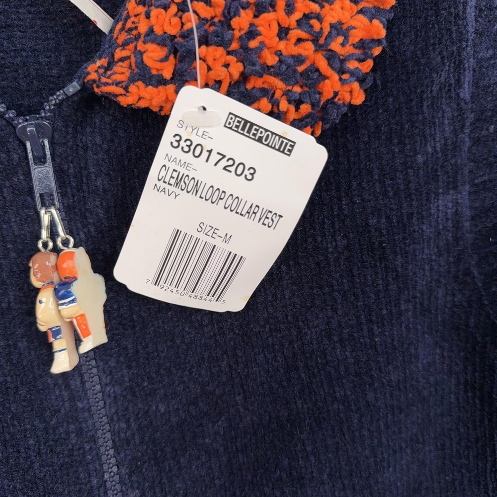 Vintage Clemson Tigers Vest Womens Medium Blue Orange NCAA Football Bellepointe - Picture 6 of 14